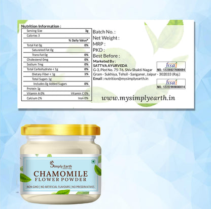 Simply Earth organic Chamomile Flower Powder 100g, Helps Improve Sleep Quality, Boosts Skin and Hair Health, Caffeine Free, Chamomile Tea