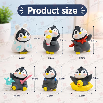 Miniature Showpiece Birthday Gift for Girls Kids, Penguin Showpiece Set of 6 for Home Decor Items, Car Dashboard Items, Table Decoration Items, Valentine Day Gift for Girlfriend