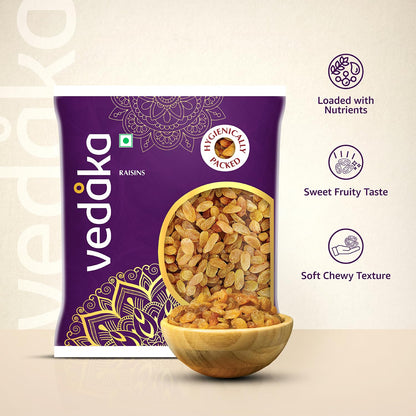 Vedaka Raisins | 500 g | Kismish | Premium Dried Grapes | Sweet Fruity Taste And Soft Chewy Texture | Natural Source Of Antioxidants, Potassium & Fiber | Healthy Snack