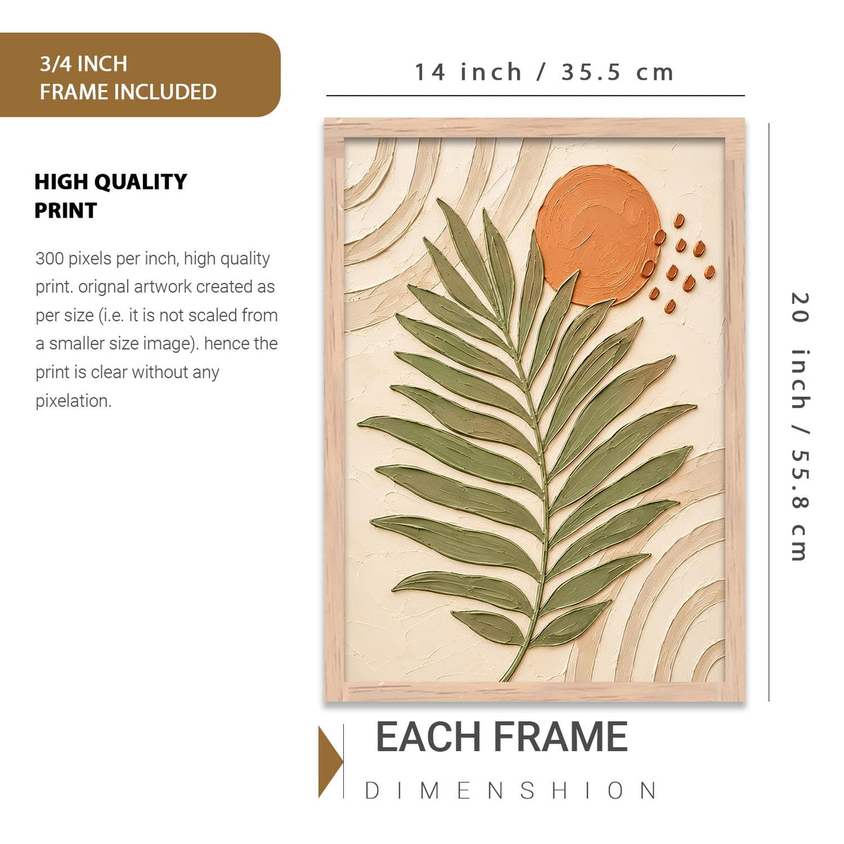 Boho Painting with Frame | Boho Art Painting With Frame Home Decoration For Living Room Bed Room Hotel Wall Decor Digital Reprint (14X20 inch)