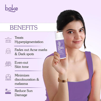 BAKE 3% Kojic Acid Spot Corrector Cream with Alpha Arbutin for Pigmentation, Dark Spots, Under Eye Circles & Even Skin Tone – 30g