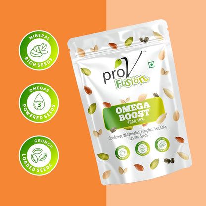 ProV Fusion Omega Boost Seed Mix | 200g | 5-Seed Blend: Pumpkin, Sunflower, Flax, Sesame & Chia | Rich in Omega-3
