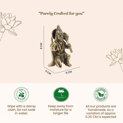 Brass Hanuman Ji Idol | Handcrafted Hanuman Murti for Pooja Room | Home Temple & Festival Gift (Design10: L5 x W5 x H8 cm)