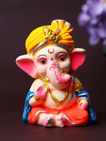 100% Eco-Friendly Clay Ganesh Idol Ganesh Ji Murti for Visarjan 4.5 Inches | Shadu Mati Ganesh Murti | Clay Ganpati Idol for Home | Ganpati for Ganesh Chaturthi | Home Decor