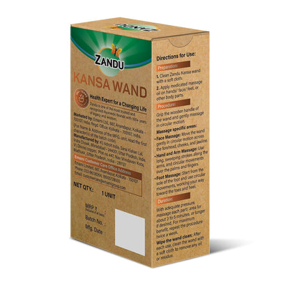 Zandu Ayurvedic Dual Sided Kansa Wand Massager | 100% Bronze & Teakwood handle– Portable Face, Neck, Body & Foot Massager | Promotes Relaxation & Improves Blood Circulation | Face Yoga Wellness Tool