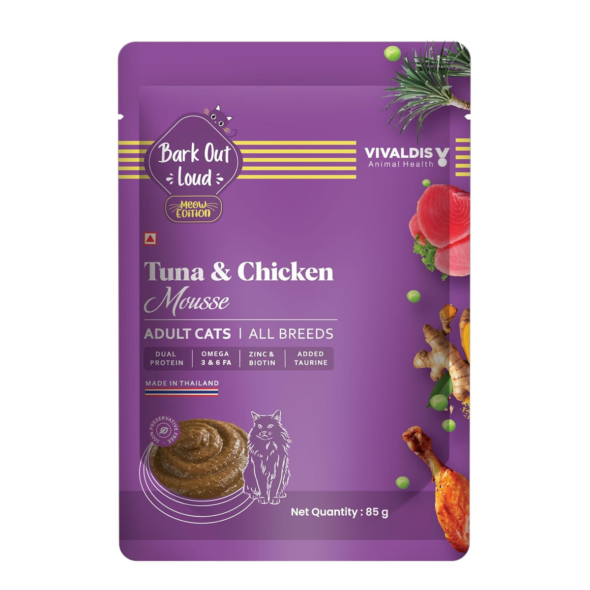 BARK OUT LOUD - Fresh Tuna & Chicken Mousse Wet Cat Food, Adult, 1 count, 1 count