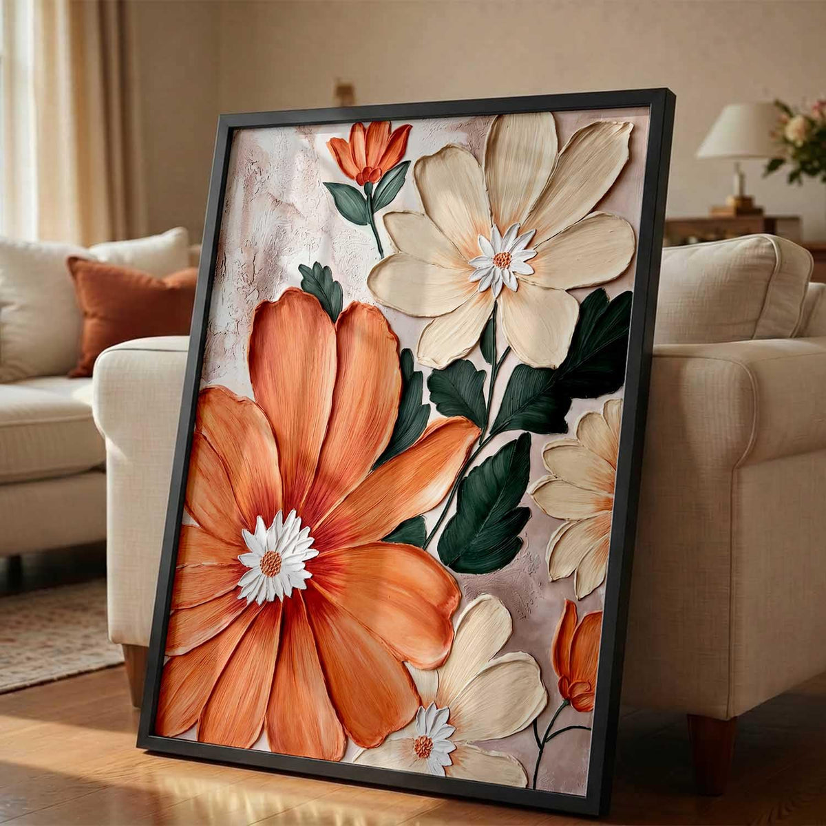 Decorative flower Wall Art Home Decor Modern Painting poster With Frame For Living Room Bed Room Hotel Wall Decor Digital Reprint (13X17 INCH)
