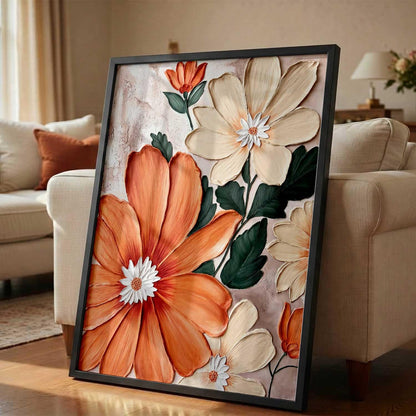 Decorative flower Wall Art Home Decor Modern Painting poster With Frame For Living Room Bed Room Hotel Wall Decor Digital Reprint (13X17 INCH)