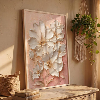Decorative Floral Wall Art Painting With Frame | Modern Floral Painting For Living Room Bed Room Hotel Wall Decor Digital Reprint (14X20 inch)