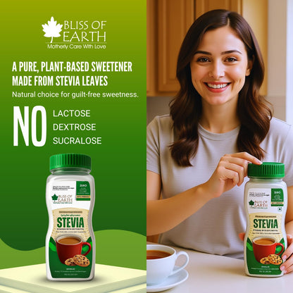 Bliss of Earth Stevia Powder, Organic Sugar Free Zero Calorie Sweetener Diabetic and Keto Friendly 99.8% Purity Vegetarian Gluten Free Quick Dissolve 200g Jar