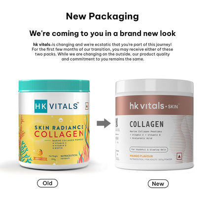 HealthKart Hk Vitals Marine Collagen Supplements Powder (Mango, 200 Gram) |Vitamin C, E, Sodium Hyaluronate | For Healthy Skin, Hair & Nails