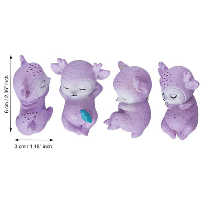 Set of 4 Miniature Cute Sleeping Deer Statues Animal Figurines Decorative Showpiece (Resin) Home Decor Valentine Gift for Girlfriend Boyfriend Husband Wife Valentine Day Decoration Items