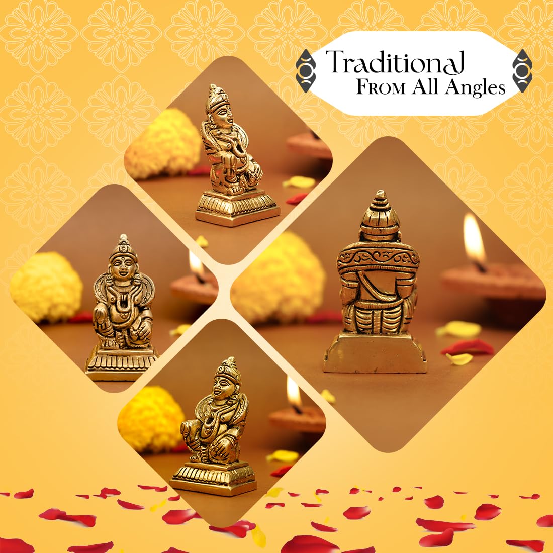 100% Pure Brass Kuber Murti (7 cm) | Kuber Statue for Vastu | Kubera Idol for Car Dashboard, Pooja Room, Home Puja, Office Desk | Kuberji ki Murti Pure Pital ki | Guberan Statue