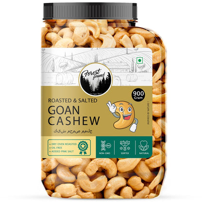 Forest Found W320 Grade Oven Roasted and Salted Cashew Nuts 900g | Crunchy Roasted Kaju Oil Free & Low Sodium Dry Roasted Cashews | Healthy Vegan Protein Snack - Jumbo Size Whole Cashews