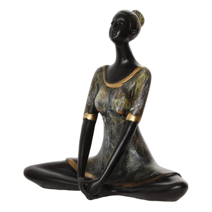 Grey Black Resin Lady in Butterfly Yoga Pose | Yoga Woman Statue Showpiece for Home Decor Living Room Bedroom Office Yoga Studio | Womens Day Gift for Ladies | Birthday Gift for Women