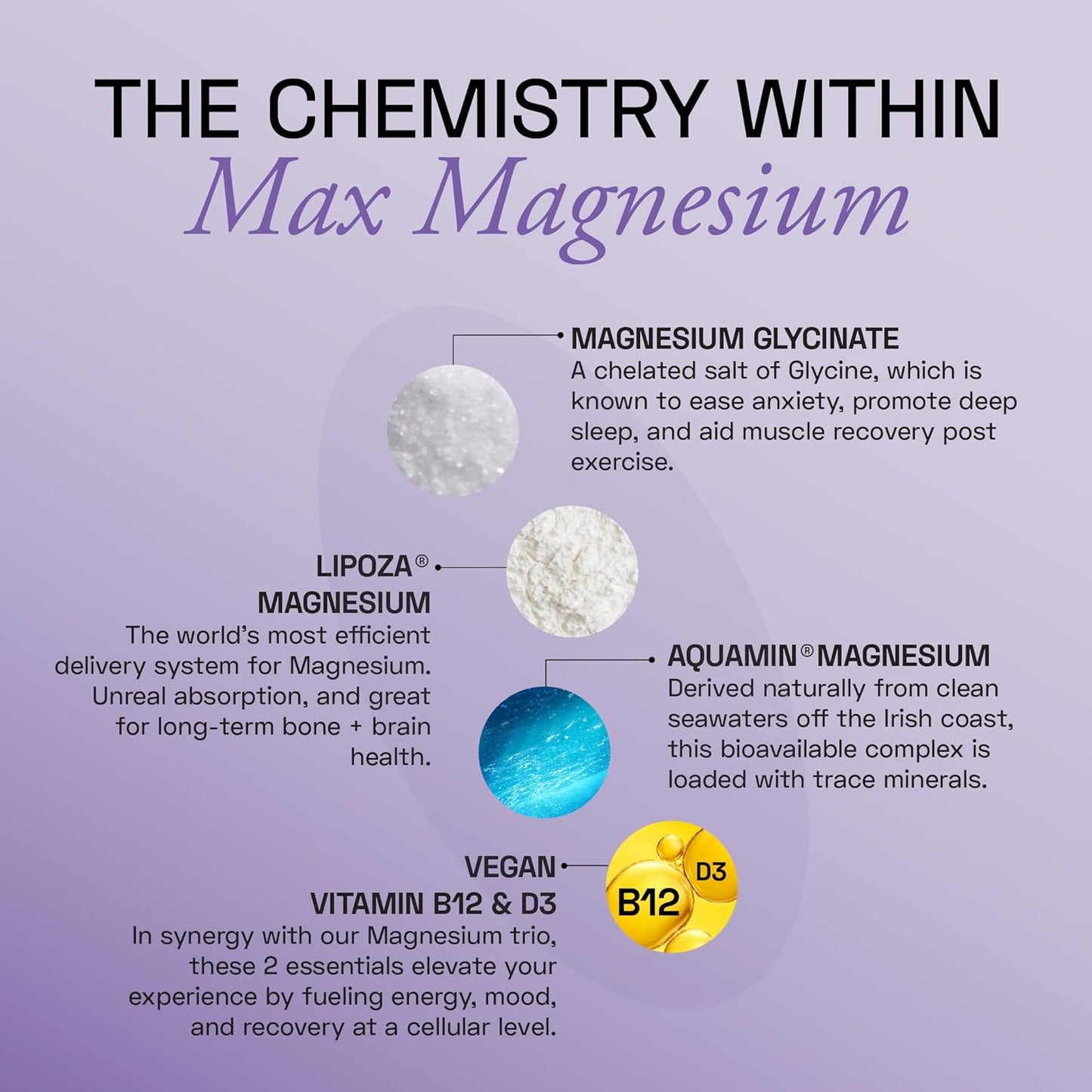 Ace Blend Max Magnesium Glycinate (60 tablets) | 1600mg Triple Complex | 440mg Elemental Magnesium | Calcium, Vegan Vitamin B12 & D3 | Promotes Deep Sleep, Muscle Recovery & Heart Health