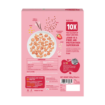 Slurrp Farm Berry Crunch Strawberry Cereal | No Maida, No Refined Sugar, No Added Colour | Ragi Stars and Moons | Healthy Breakfast | 300 g