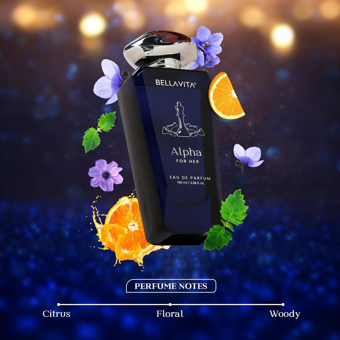 BELLAVITA Mood Collection ALPHA Eau De Parfum for Her with Bergamot, Lavender and Patchouli |Premium, Long Lasting Floral Fragrance Perfume for Women, 100 ML