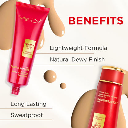ME-ON Exquisite Whitening Cream Foundation Full Coverage For All Skin Type, Natural Finish (Shade 01 - Ivory)