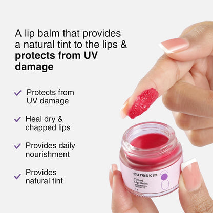 Cureskin Tinted Lip Balm For Women And Men |Hydrates & Protects For Lip Tint With Beetroot,Carrot & Strawberry |Lip Lightening Balm For Dark Lips |Tinted Lip Balm For Dark Lips To Lighten,1 Count