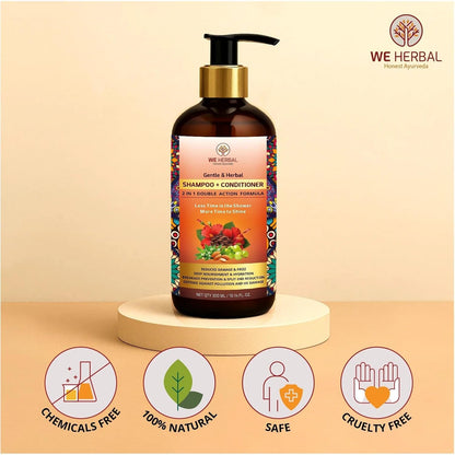 WE HERBAL 2-in-1 Natural Shampoo + Conditioner | Ayurvedic Care for Stronger, Smoother Hair | With Bhringraj, Amla & Argan Oil | Sulphate-Free | 300ml