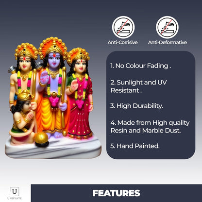 UNOVATE Ram Darbar Idol | Ram Sita Murti | Home, Office Temple | 11 cm