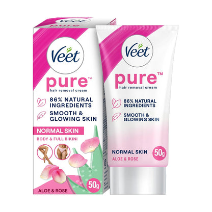 Veet Pure Hair Removal Cream for Women For Normal Skin - 50g | Suitable for Legs, Underarms, Bikini Line, Arms