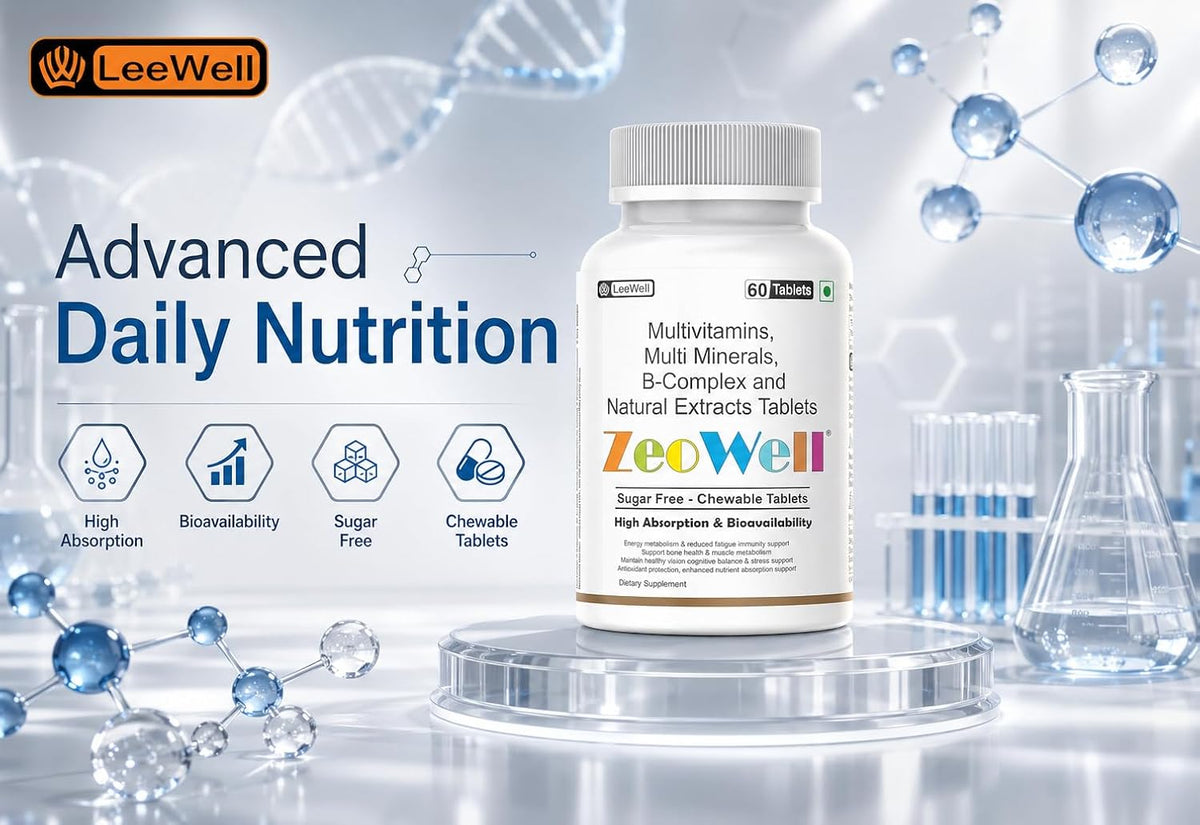 ZEOWELL Chewable Multivitamin Tablets for Men & Women | With Zinc, Magnesium, Vitamin B12, C, D3, Lutein, Zeaxanthin & Ashwagandha | Energy, Immunity & Eye Health | Sugar-Free - 60 Tablets (by LeeWell)