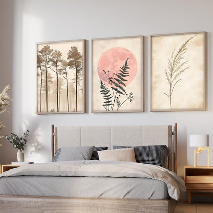 Painting Boho Wall Art Home Decoration Paintings With Frame For Living Room Bed Room Hotel Wall Decor Digital Reprint Set of 3 (Boho 4, 13x19 inch)
