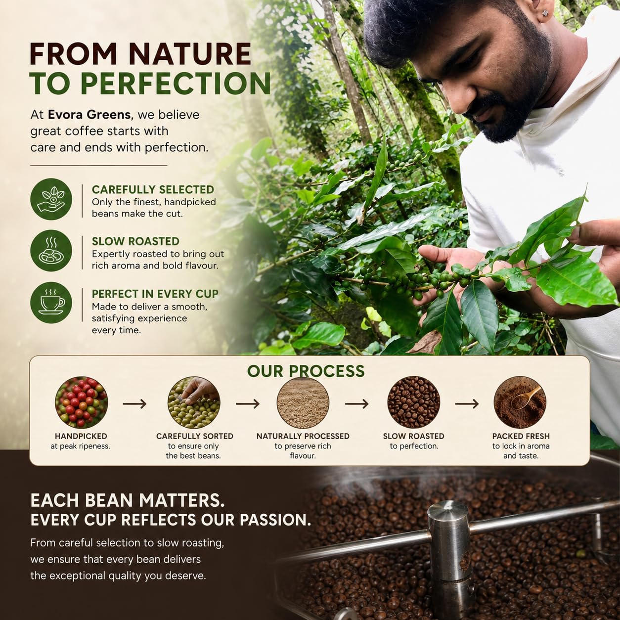 EVORA Greens 100gm Instant Coffee Powder | Irish Cream Flavour | Coffee with Arabica & Robusta Blend - Medium Roast | Make Café Style Hot or Cold Coffee, black Coffee, Cappuccino, Latte at Home | Make 50 Cups
