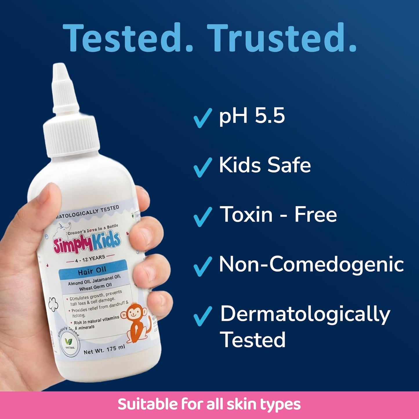 Simply Kids Hair Oil 175ml | For Ages 4-12 | Almond, Wheat Germ & Jatamansi | Nourishes Hair & Scalp | SLS & Paraben Free | Dermatologically Tested | For Sensitive Skin