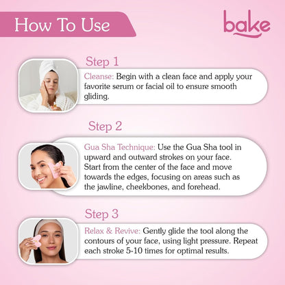 BAKE Gua Sha Face Massage Tool for Glowing Skin, Blood Circulation & Reducing Stress | Lifts Eyebrows, Smooths Wrinkles & Reduce Dark Circles | Jade Stone | 1 Piece