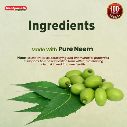 Baidyanath Neem - 60 Tablets | Ayurvedic Neem Extract Supplement | Supports Skin Health, Liver Function & Daily Detox |