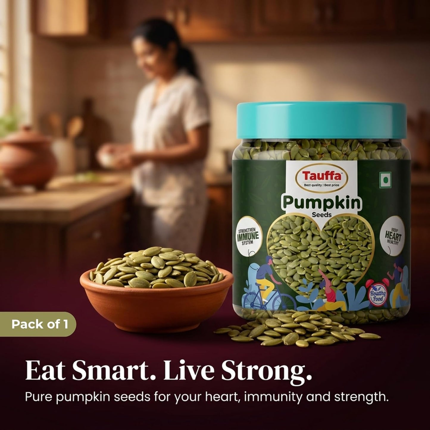 Tauffa Premium Raw Pumpkin Seeds 250g | AAA Grade Kaddu Beej | Handpicked Unroasted Seeds for Eating | High in Protein & Fibre | Healthy Snack