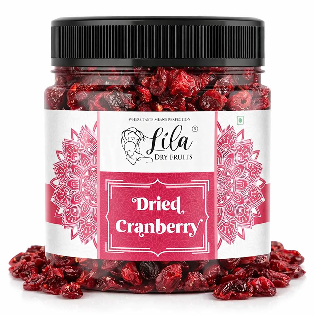LILA DRY FRUITS Californian Dried and Sweet Sliced Cranberries | Real dried fruit without Sugar | No added Preservatives | Dehydrated Superfood Vegan & Non GMO Fruit Perfect for Gifting