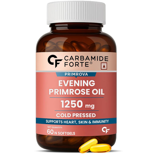 Carbamide Forte Evening Primrose Oil Capsules 1250mg For Women | Pure & Cold Pressed Primrose Oil Capsules | Evening Primrose Oil | Supplement for Hormonal Balance, Immunity & Skin Health | 60 Capsule