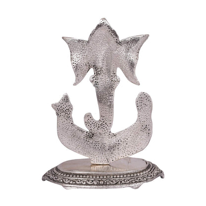 Metal Ganesha Idol Showpiece for Gift & Home Decor - Silver Plated Ganesh Ganpati Statue for Pooja Temple Office Decoration Gifts