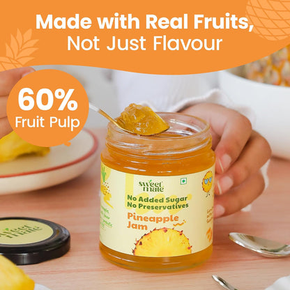 Sweetmate Mix Fruit Jam for Kids and Adults - (220g) | 100% Pure No Added Sugar | With Real Fruit Pulp | Naturally Sweetened | Diabetic and Keto Friendly | Delicious Jam