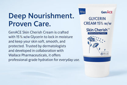 Skin Cherish Glycerin Cream 15% w/w – 150g | Deep Moisturizing Cream for Dry & Sensitive Skin | Hydrating, Nourishing & Soothing Formula | Dermatologically Tested