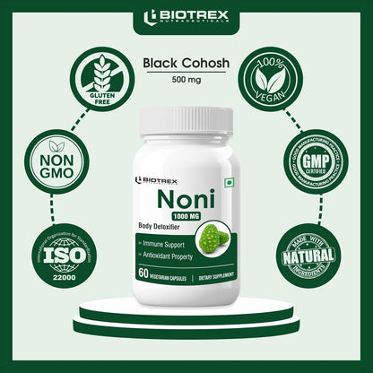 Biotrex Nutraceuticals Noni 1000mg - 60 Capsules, Traditional Herb Supplement With Antioxidant Properties.