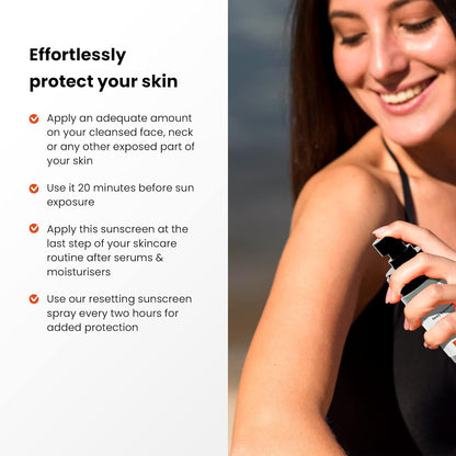 The True Therapy Dewy Sunscreen for Women & Men, SPF 50++ PA++ Body Sunscreen, 5% Niacinamide Sun Block, Acne Safe, Lightweight Sunscreen Lotion, No Harmful Ingredients Skin Care (30ml)