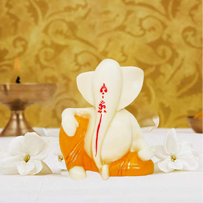Ganesh Murti for Home & Office Decor, Ganesha Hand Crafted Best Car Dashboard Room Decoration Item (Sund Ganesha Yellow)