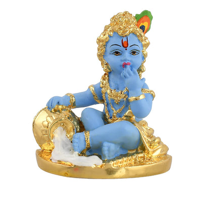 Laddoo Gopal Idol | Bal Gopal Murti Car Dashboard | Baby Krishna Statue | Little Kanha Figurine for Home Temple, Resin