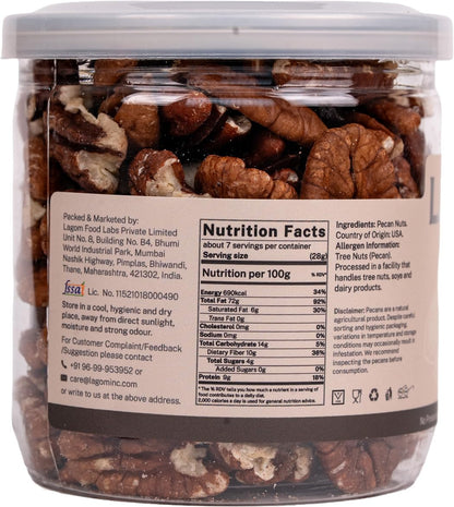 Lagom Pecan Nuts | Unsalted, Small Batch Roasted | Buttery, Crunchy Texture | No Preservatives | Vegan, Gluten Free, Non-GMO