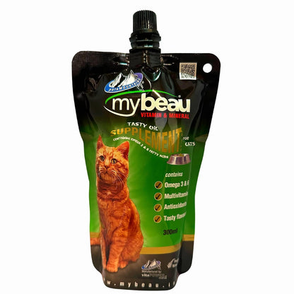 Palamountains My Beau for Cats – Omega 3 & 6, Essential Vitamins – Enhances Skin, Coat, Immunity, Digestion & Reduces Fur Balls – High Absorption & Palatable Formula (300ml)