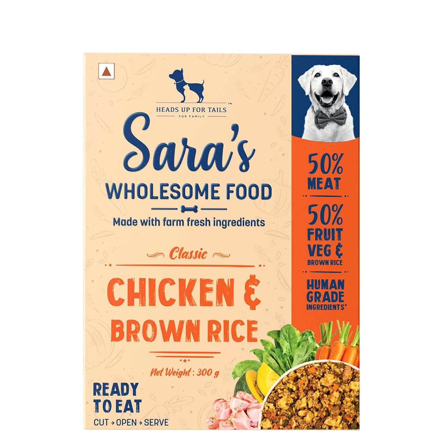 Sara's Wholesome by HUFT Classic Chicken & Brown Rice Dog Food – 300 gm | Wet Gravy Meal for All Breeds & Life Stages | No Artificial Flavours, No Added Colours, Preservative-Free