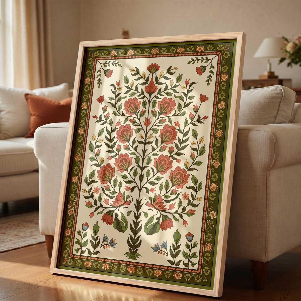 Art Wall Painting Indian Traditional Madhubani With Frame Home Decoration For Living Room Bed Room Hotel Wall Decor Digital Reprint (14X20 inch)