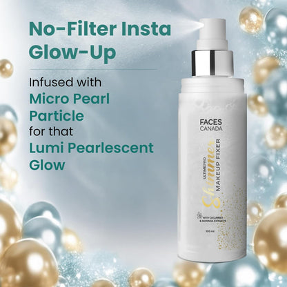 FACESCANADA Ultime Pro Shimmer Makeup Fixer, 100Ml | Long Lasting Makeup Setting Spray | Keeps Makeup Intact | Glamourous Shimmer Finish | Hydrates, Soothes & Refreshes Skin | Alcohol Free (Pack of 1)