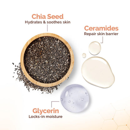 Mamaearth Chia Oil-Free Face Wash with Chia Seed & Ceramides - 100 ml | For Normal to Oily Skin | Gives Hydrated Glow | Co-created with Top Dermats | Cleanses Deeply | Healthy Skin Barrier | Fragrance& Soap Free
