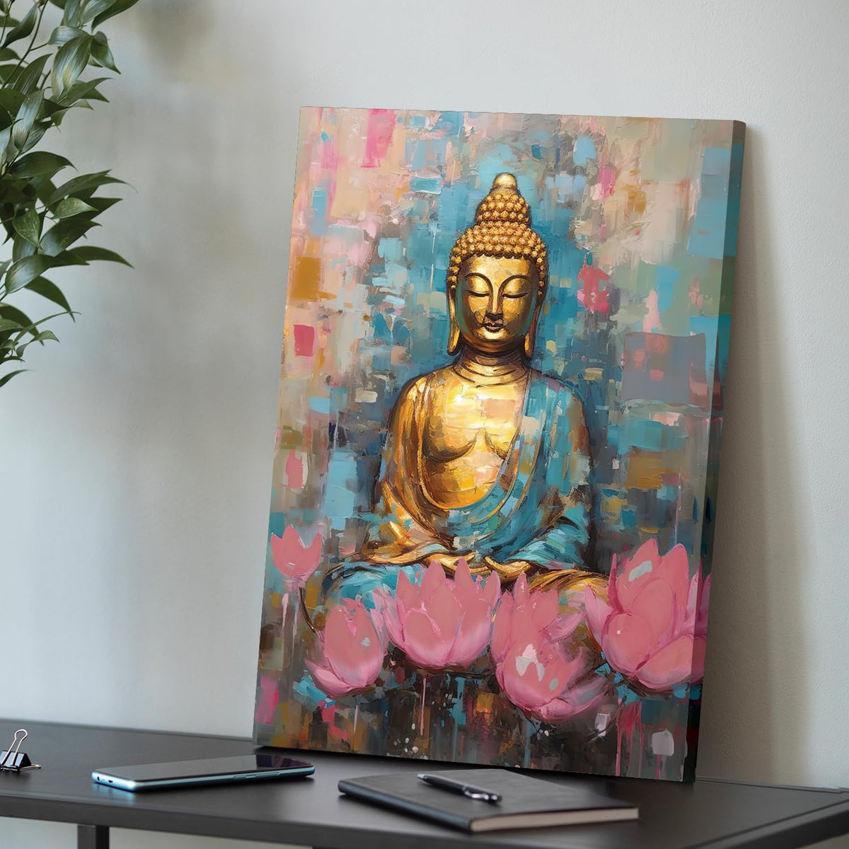 Lord Buddha Painting for Living Room, Buddha wall Art Painting for living room, Bedroom, office and Home, Canvas, 16x22 Inch